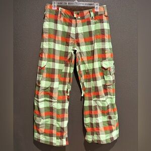 NWOT Burton Stow Cargo Snowboard Ski Snow Pant Green Brown Plaid Women's S
